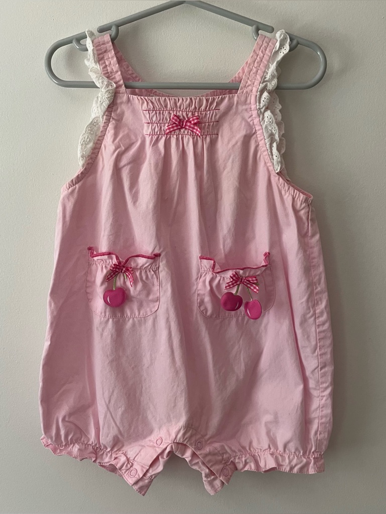 Baby Girls Cherry Romper 18m Pink Ruffle Bow Summer